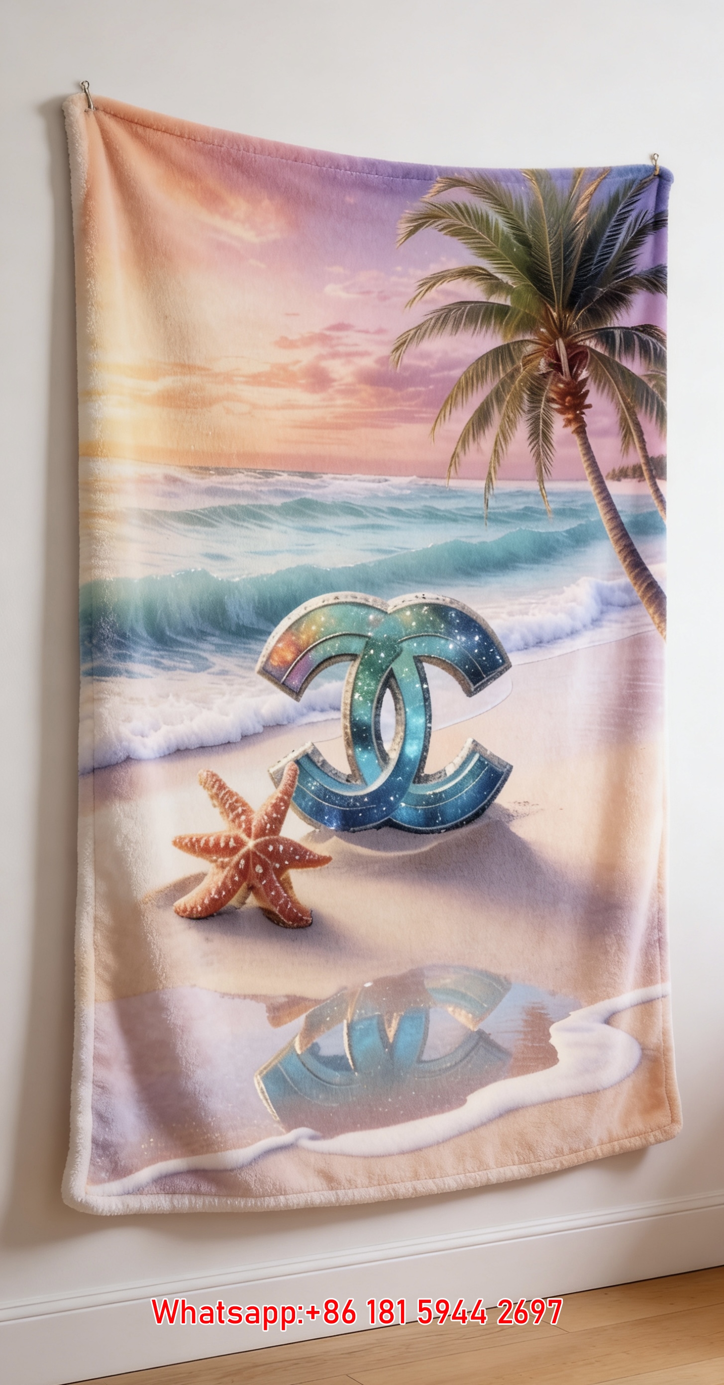 Luxury Chanel Sparkle CC Logo Beach Flannel Throw Blanket IMG_7218